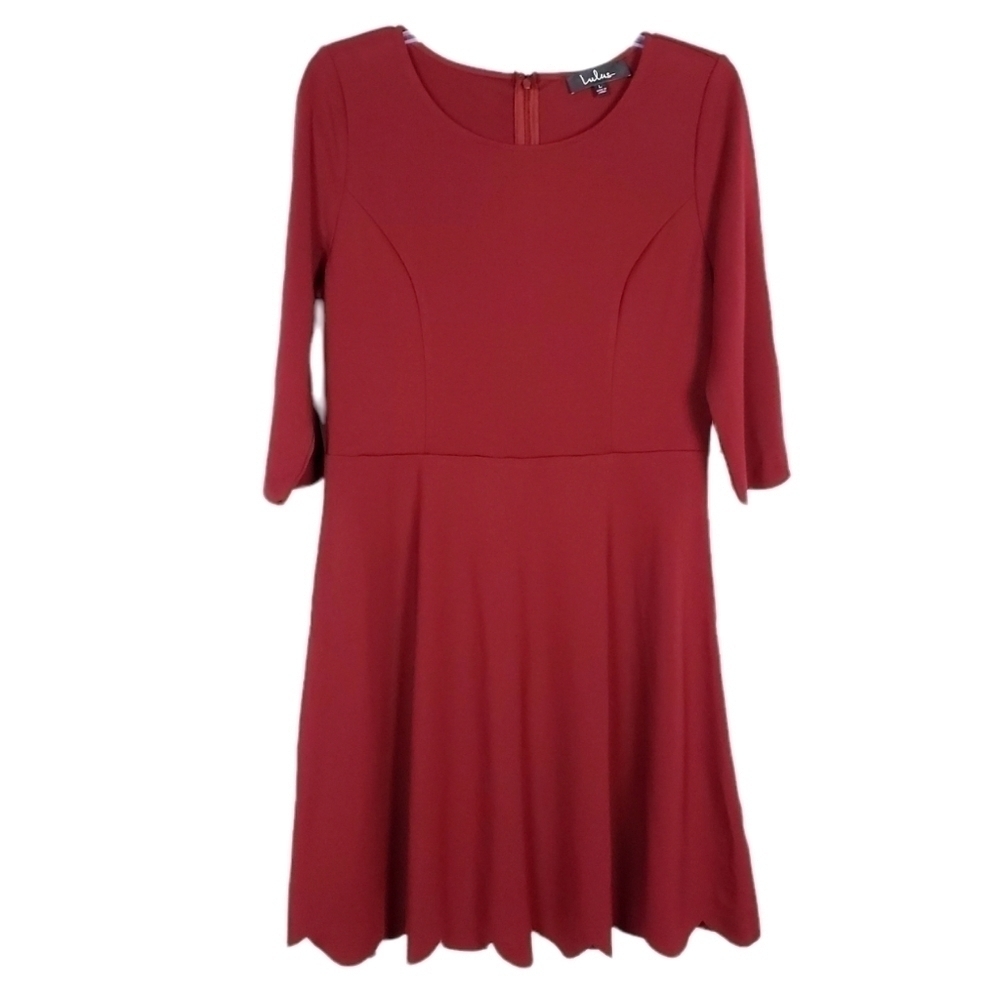 LULUS Cumulonimbus Clouds Skater Dress burgundy NWT